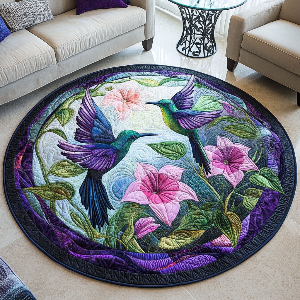 Garden Grace Round Mat Rug - washable non-slip printed rug