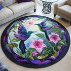Garden Grace Round Mat Rug - washable non-slip printed rug