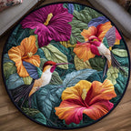 Garden Hummer Song Round Mat Rug - washable non-slip printed rug