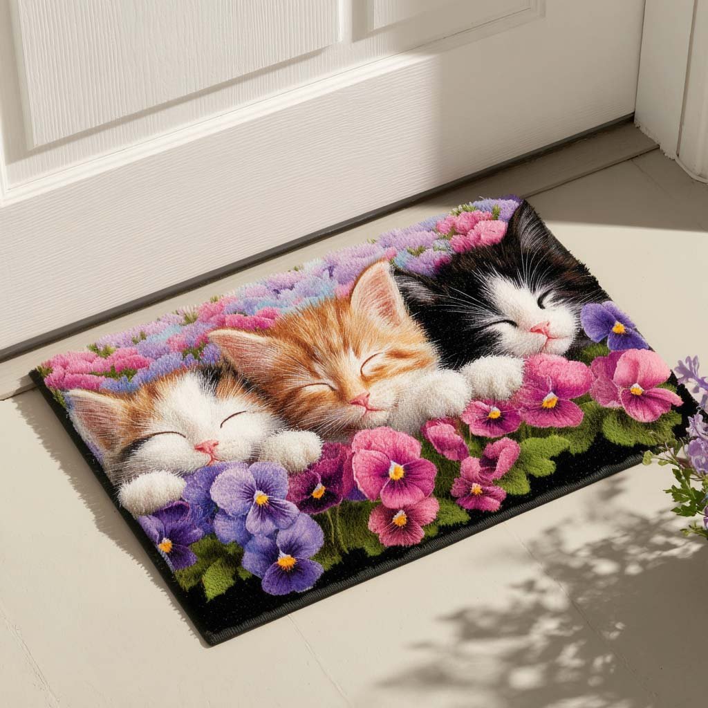 Garden Kittens Doormat - Cute Animal Design | Printed Welcome Doormat
