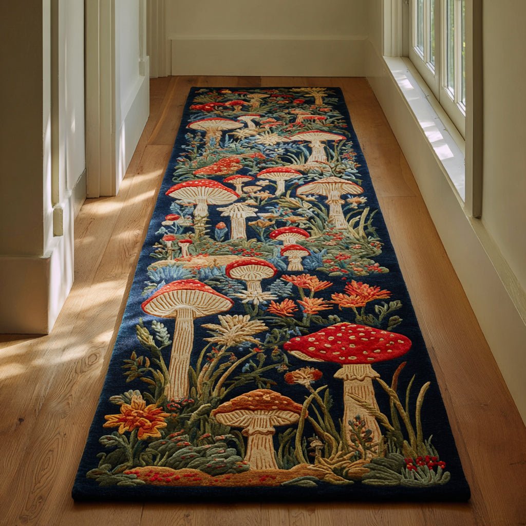 Garden Mushroom Runner Carpet Runner Rug - Cute Pet Design | Animal Printed Runner Rug