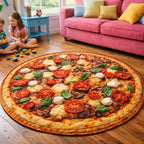 Garden Pizza Round Mat Rug - washable non-slip printed rug