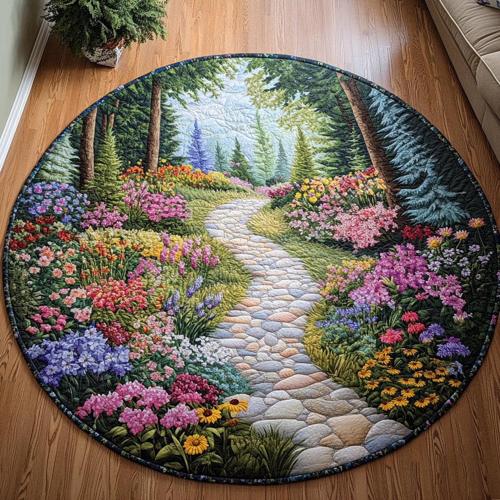 Garden Stroll Round Mat Rug - Nature Design | Serene Home Decor