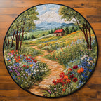 Garden Trail Round Mat Rug - washable non-slip printed rug