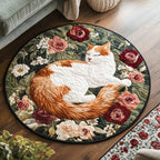 Garden Whiskers Round Mat Rug - washable non-slip printed rug