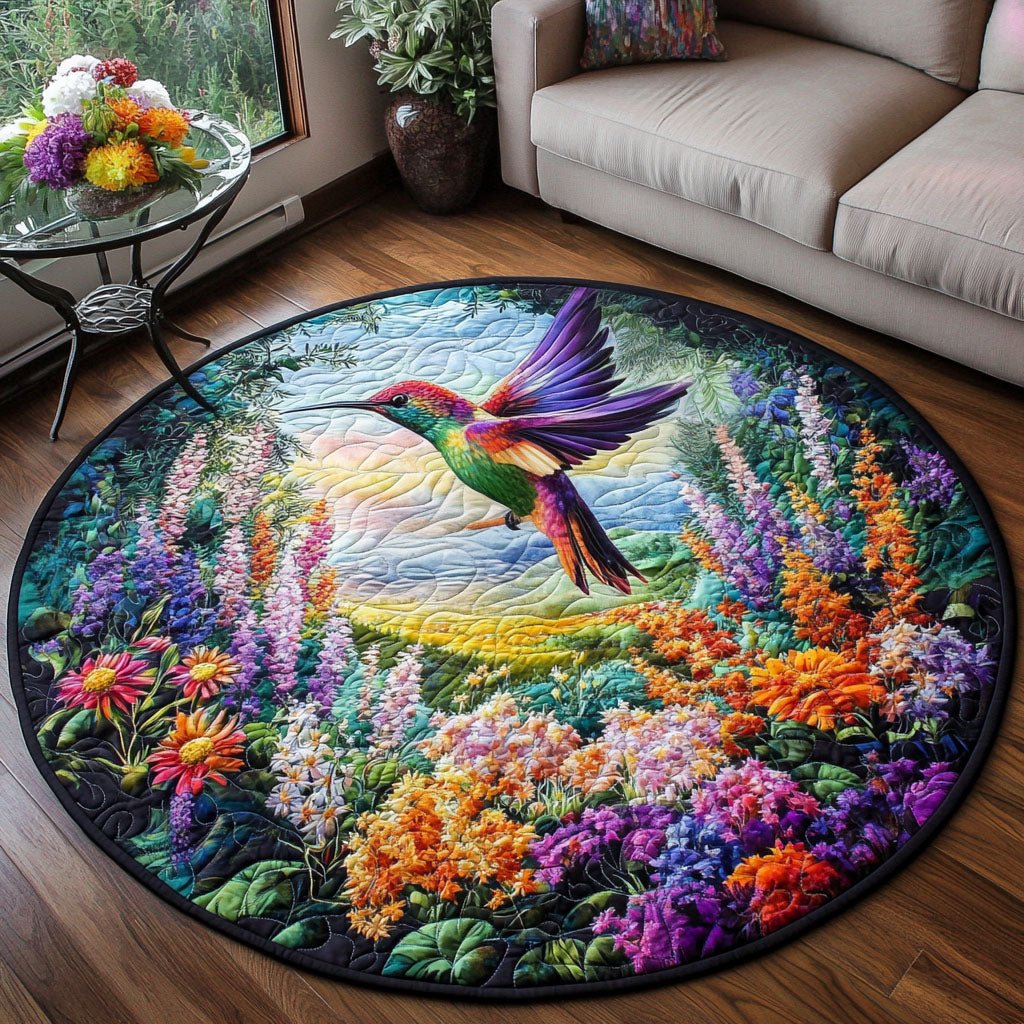 Garden Whispers Round Mat Rug - washable non-slip printed rug