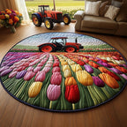 Garden of Hues Round Mat Rug - washable non-slip printed rug