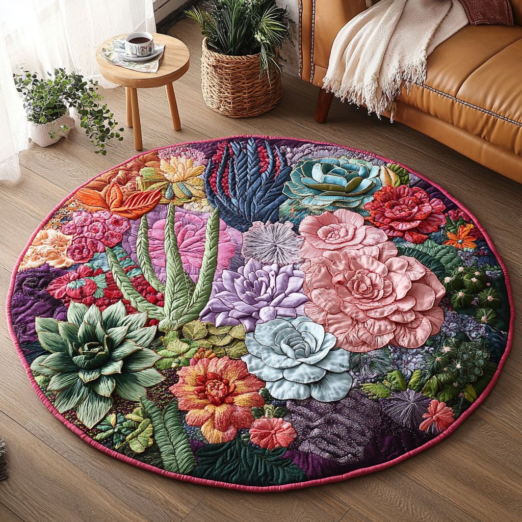 Garden of Thorns and Blooms Round Mat Rug - Nature Design | Serene Home Decor