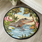 Gator Garden Round Mat Rug - washable non-slip printed rug
