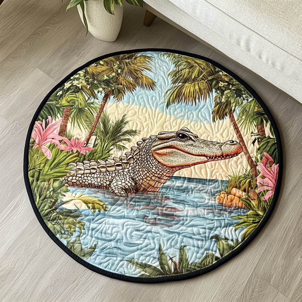 Gator Garden Round Mat Rug - Nature Design | Serene Home Decor