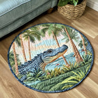 Gator Groove Round Mat Rug - washable non-slip printed rug