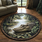 Gator Tracks Round Mat Rug - washable non-slip printed rug