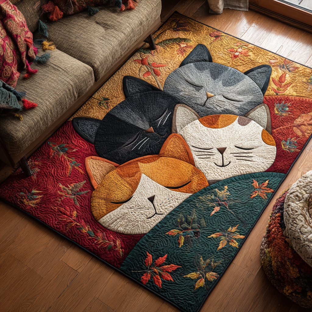 Gentle Cat area rug in a living room
