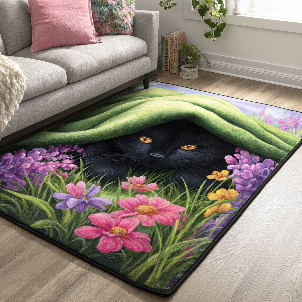 Gentle Cat area rug in a living room