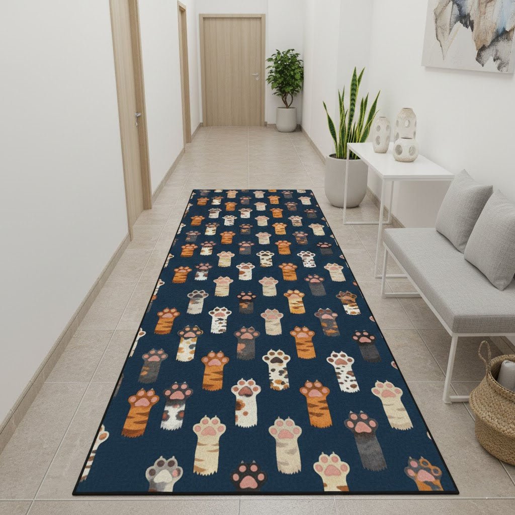 Gentle Cat Runner Carpet Runner Rug - Cute Pet Design | Animal Printed Runner Rug