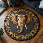 Gentle Elephant Round Mat Rug - washable non-slip printed rug