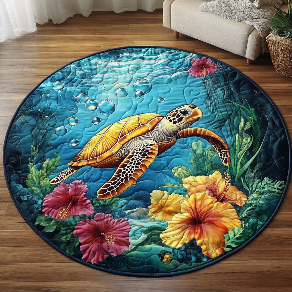 Gentle Glide Round Mat Rug - washable non-slip printed rug