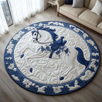 Gentle Grace Mare Round Mat Rug - washable non-slip printed rug