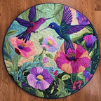 Gentle Hummingbird Breeze Round Mat Rug - washable non-slip printed rug