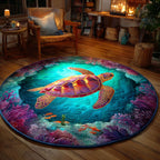 Gentle Wave Spirit Round Mat Rug - washable non-slip printed rug