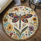 Gentle Wings Round Mat Rug - washable non-slip printed rug