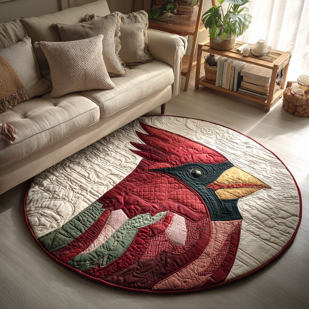 Geometric Cardinal Round Mat Rug - washable non-slip printed rug