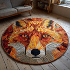 Geometric Fox Round Mat Rug - washable non-slip printed rug