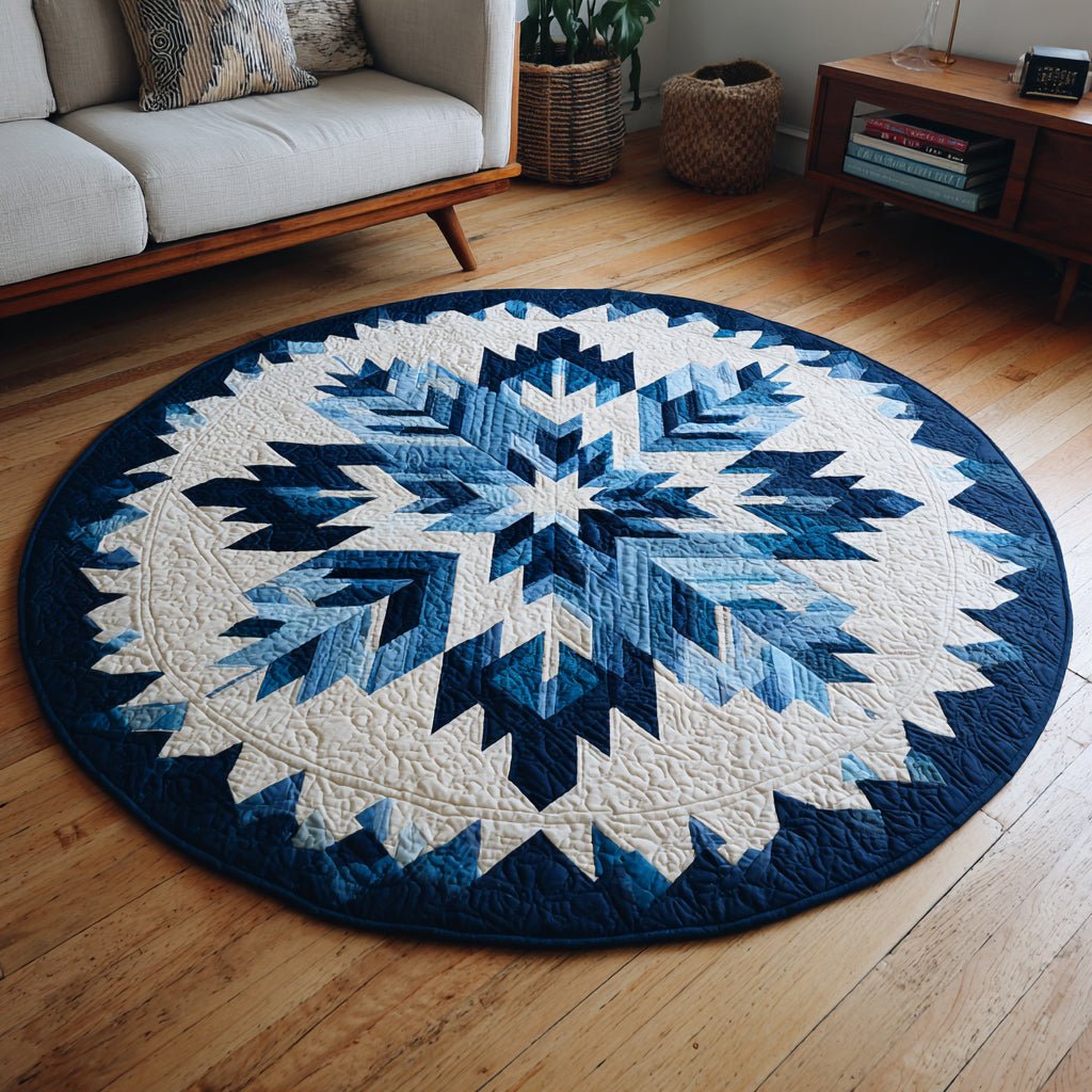Geometric Snowflake Prism Round Mat Rug - washable non-slip printed rug