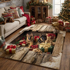 German Shepherd Grace area rug in a living room