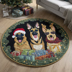 German Shepherd Trio Round Mat Rug - washable non-slip printed rug
