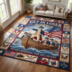 Get In Closer area rug in a living room