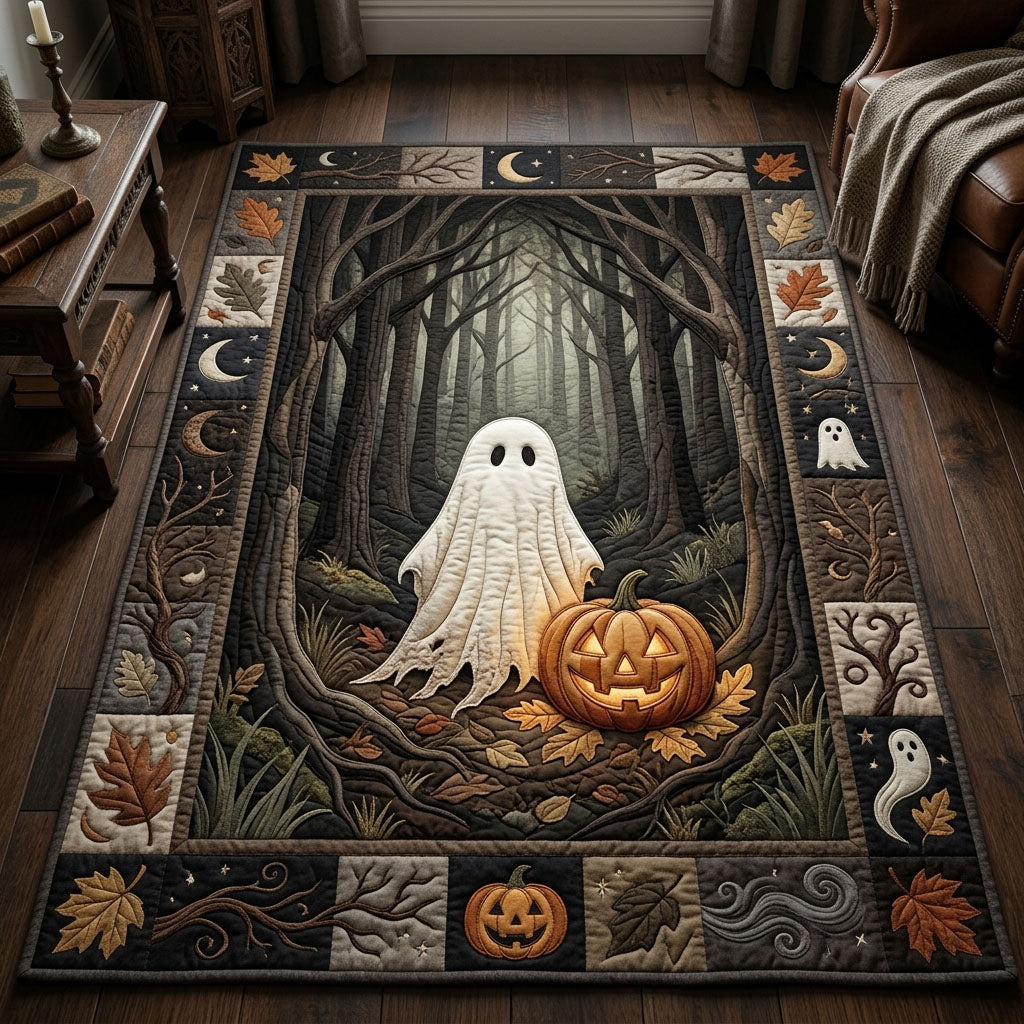 Ghost And Pumpkin area rug in a living room