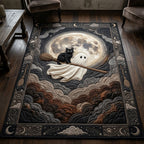 Ghost Cat Broomstick area rug in a living room