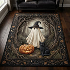 Ghost Cat In Dark Forest area rug in a living room