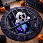 Ghost Crypt Round Mat Rug - Seasonal Design | Festive Home Decor - washable non-slip printed rug