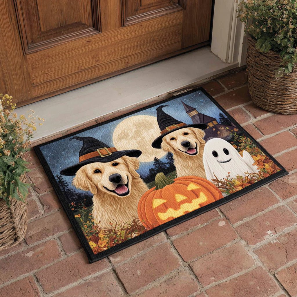 Ghost Golden Retriever Doormat - Seasonal Holiday Design | Printed Welcome Doormat