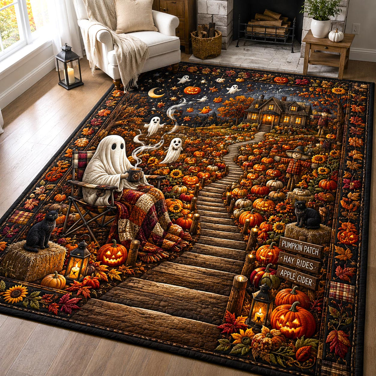 Ghost Lounge area rug in a living room