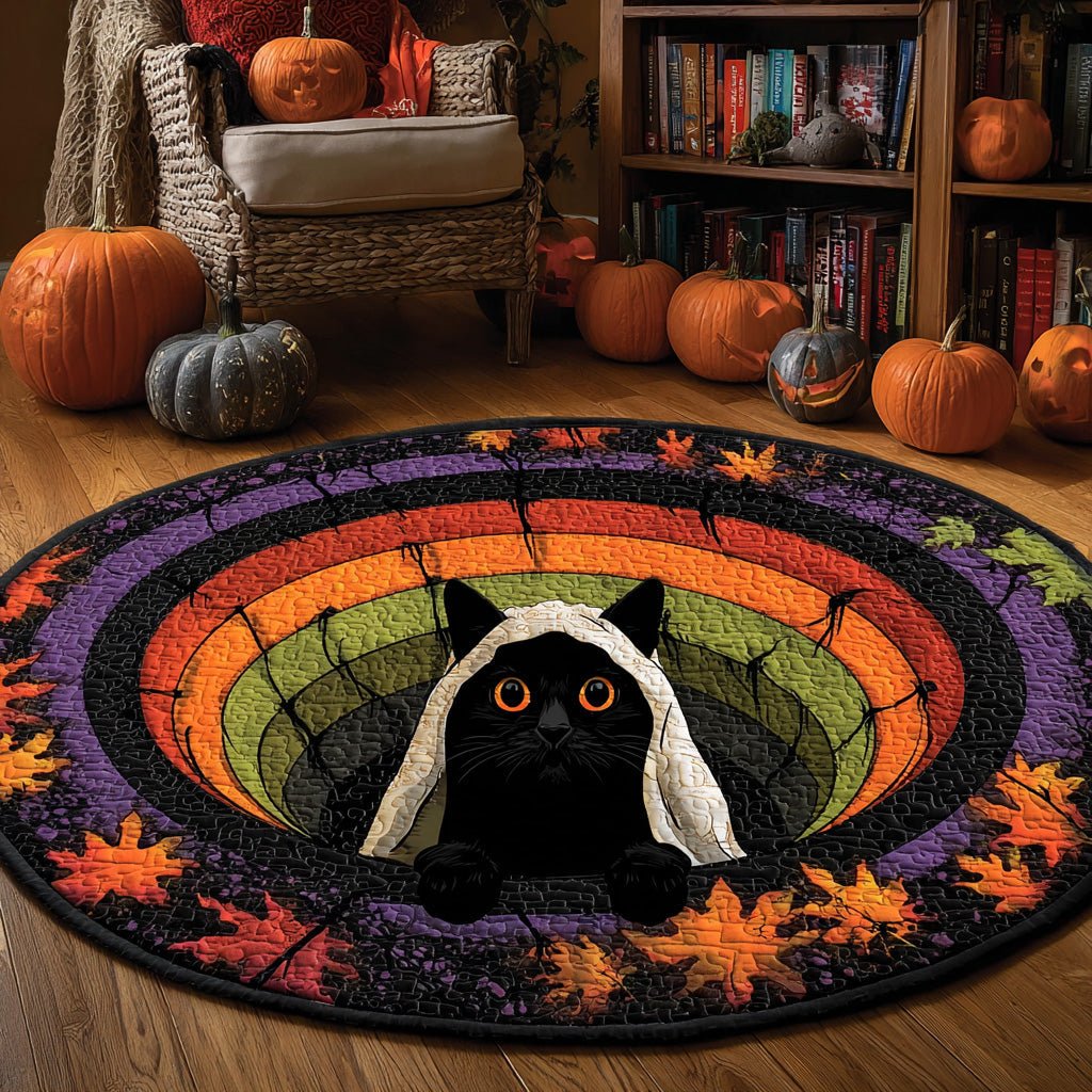Ghost Paws Halloween Round Mat Rug - washable non-slip printed rug