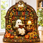 Ghost Reading Library wooden block, laser-cut 3-layer wood