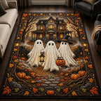 Ghost Trio With Lantern area rug in a living room