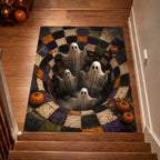 Ghost Vortex area rug in a living room