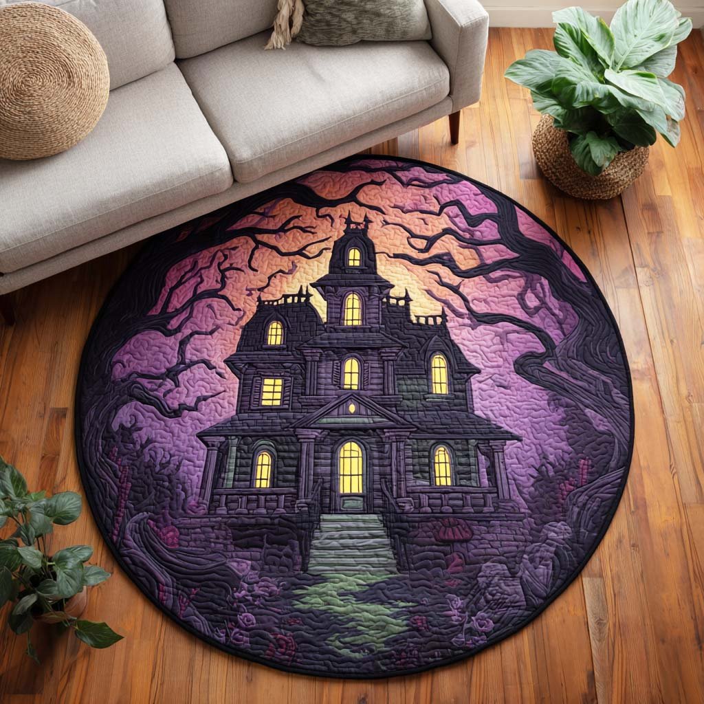Ghostly Charm Halloween Round Mat Rug - washable non-slip printed rug
