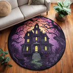 Ghostly Charm Halloween Round Mat Rug - washable non-slip printed rug