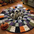 Ghostly Escape Halloween Round Mat Rug - washable non-slip printed rug
