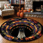 Ghostly Paws Halloween Round Mat Rug - washable non-slip printed rug