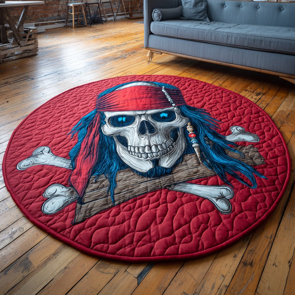 Ghostly Pirate Halloween Round Mat Rug - washable non-slip printed rug