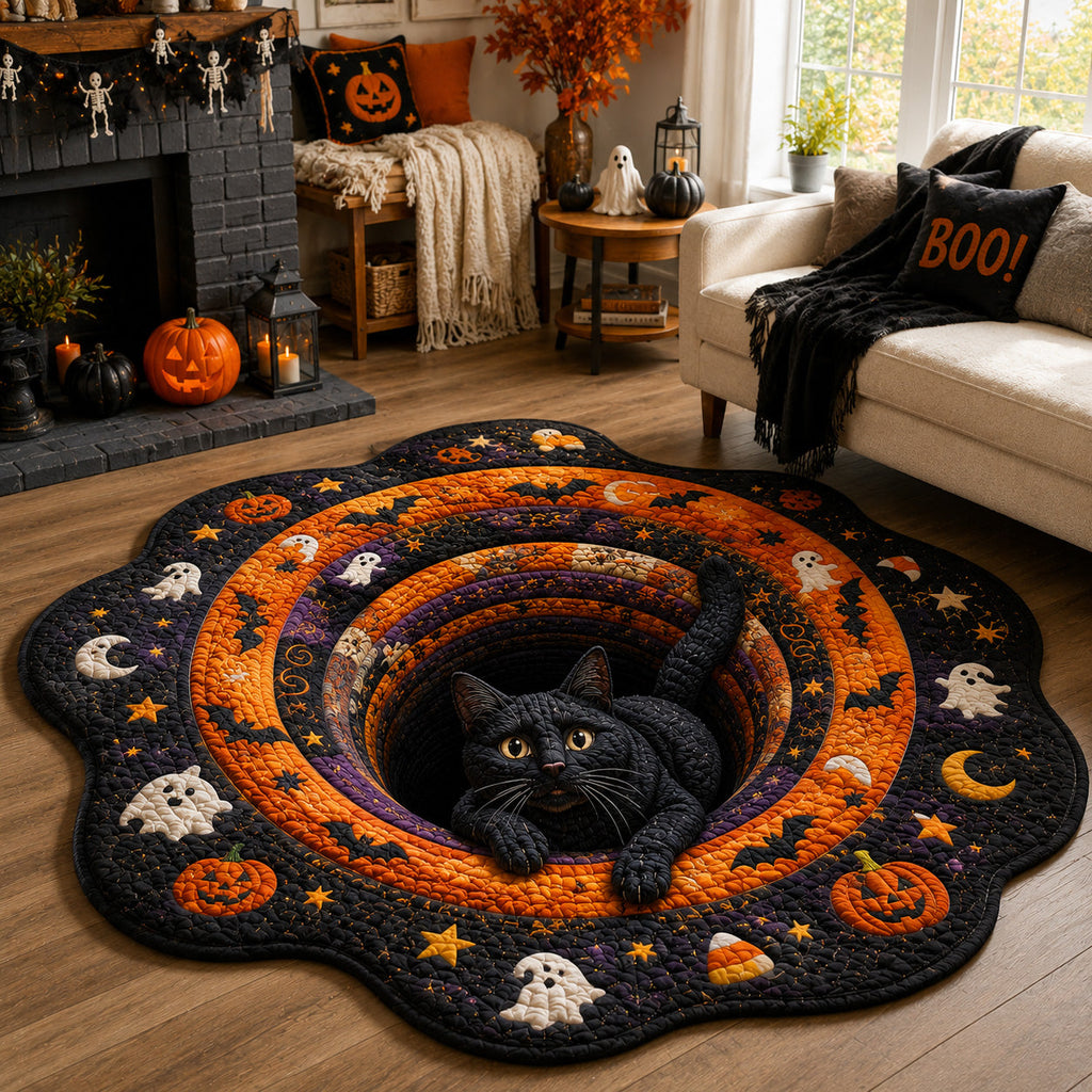 Ghostly Pounce Custom Shape Area Rug - Seasonal Design | Die-Cut Non-Slip Rug - washable non-slip printed rug