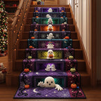 Ghostly Stairway Runner Rug - Seasonal Design | Festive Runner Rug - washable non-slip printed rug