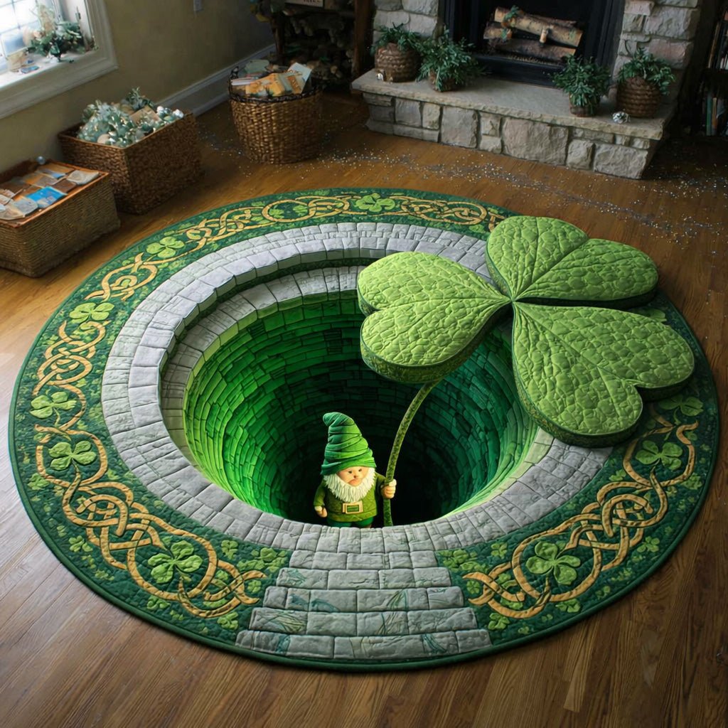 Giant Shamrock Well Round Mat Rug - washable non-slip printed rug