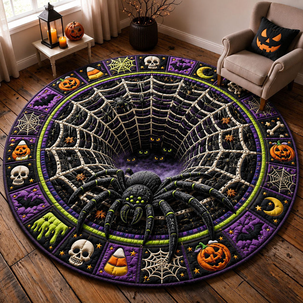 Giant Spider Web Halloween Round Mat Rug - Nature Design | Serene Home Decor